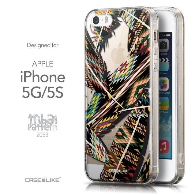 Front & Side View - CASEiLIKE Apple iPhone 5GS back cover Indian 2053 Tribal Theme Pattern