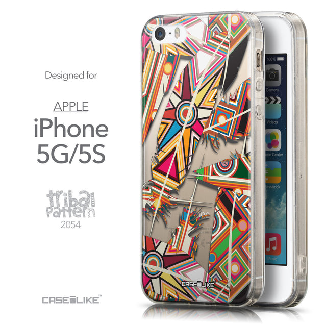 Front & Side View - CASEiLIKE Apple iPhone 5GS back cover Indian 2054 Tribal Theme Pattern