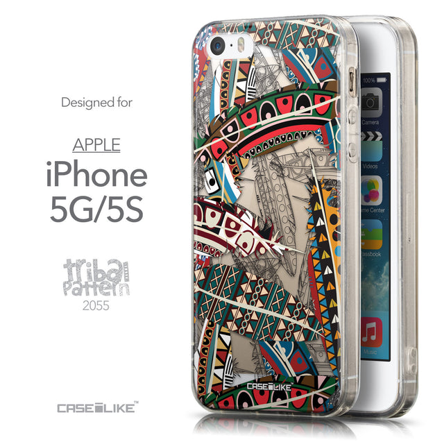 Front & Side View - CASEiLIKE Apple iPhone 5GS back cover Indian 2055 Tribal Theme Pattern