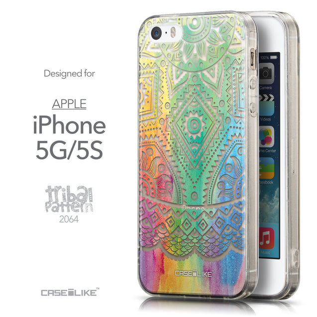 Front & Side View - CASEiLIKE Apple iPhone 5GS back cover Indian Line Art 2064