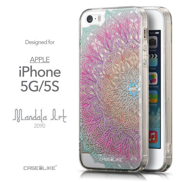 Front & Side View - CASEiLIKE Apple iPhone 5GS back cover Mandala Art 2090