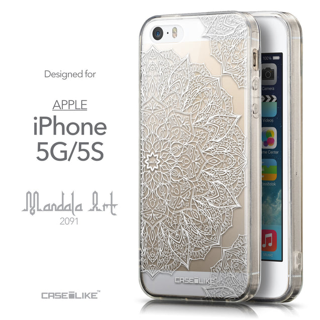 Front & Side View - CASEiLIKE Apple iPhone 5GS back cover Mandala Art 2091
