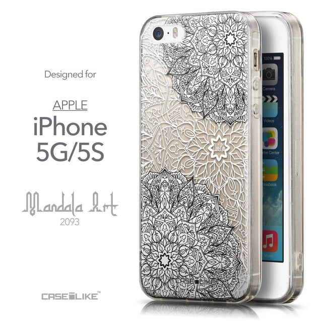 Front & Side View - CASEiLIKE Apple iPhone 5GS back cover Mandala Art 2093