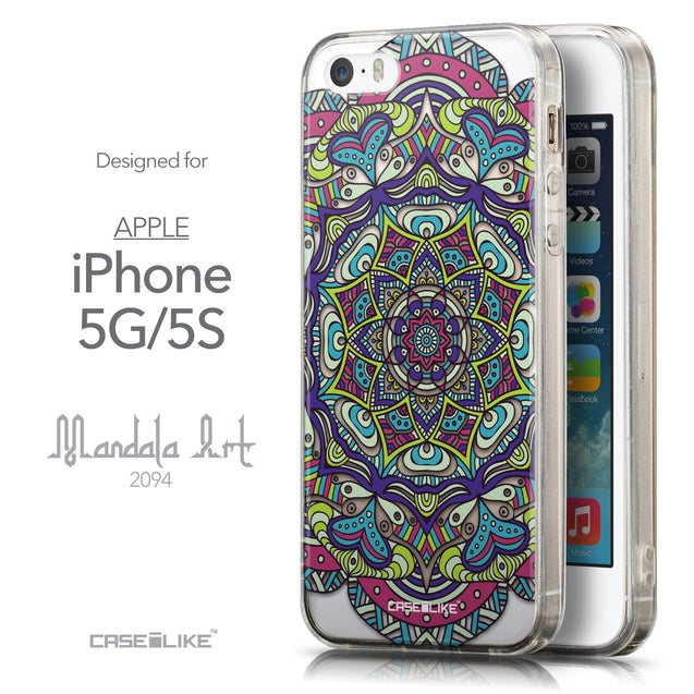 Front & Side View - CASEiLIKE Apple iPhone 5GS back cover Mandala Art 2094