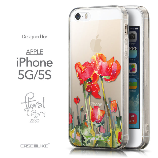 Front & Side View - CASEiLIKE Apple iPhone 5GS back cover Watercolor Floral 2230