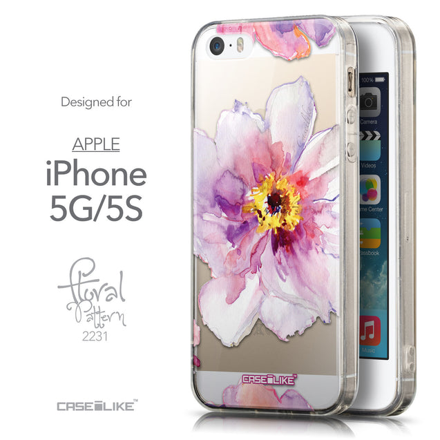 Front & Side View - CASEiLIKE Apple iPhone 5GS back cover Watercolor Floral 2231
