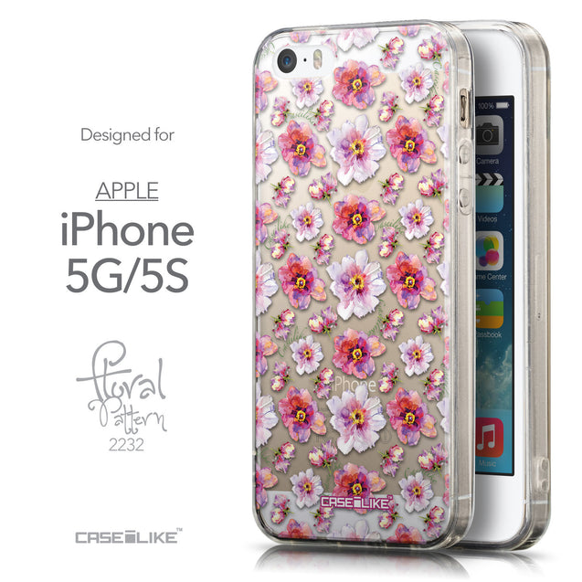Front & Side View - CASEiLIKE Apple iPhone 5GS back cover Watercolor Floral 2232