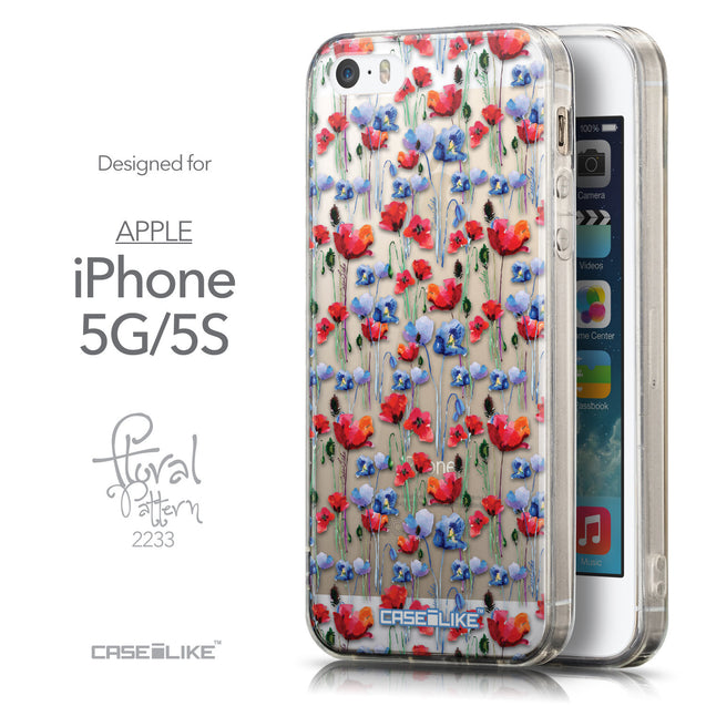 Front & Side View - CASEiLIKE Apple iPhone 5GS back cover Watercolor Floral 2233