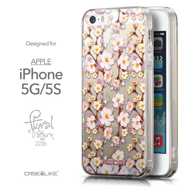 Front & Side View - CASEiLIKE Apple iPhone 5GS back cover Watercolor Floral 2236
