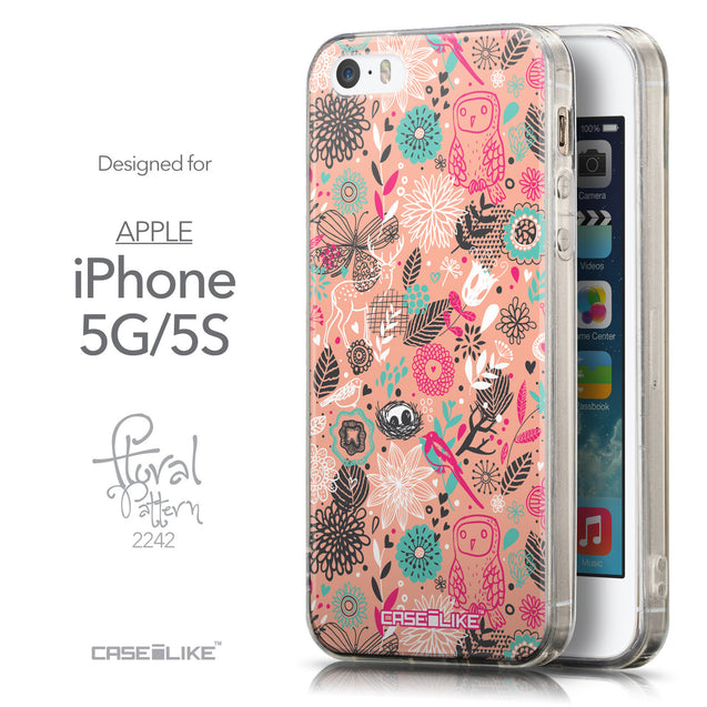 Front & Side View - CASEiLIKE Apple iPhone 5GS back cover Spring Forest Pink 2242