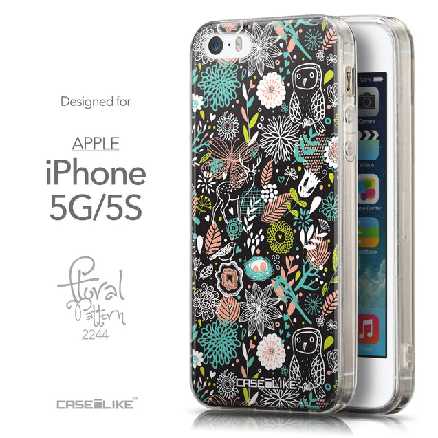 Front & Side View - CASEiLIKE Apple iPhone 5GS back cover Spring Forest Black 2244