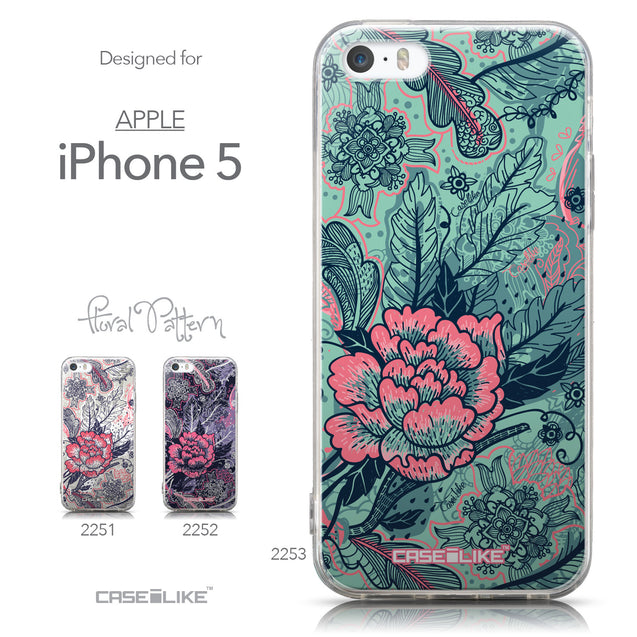 Collection - CASEiLIKE Apple iPhone 5GS back cover Vintage Roses and Feathers Turquoise 2253