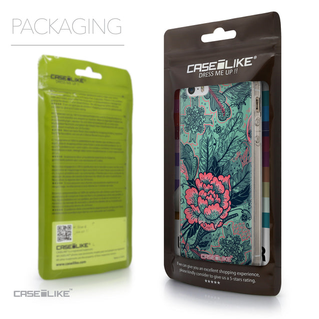 Packaging - CASEiLIKE Apple iPhone 5GS back cover Vintage Roses and Feathers Turquoise 2253
