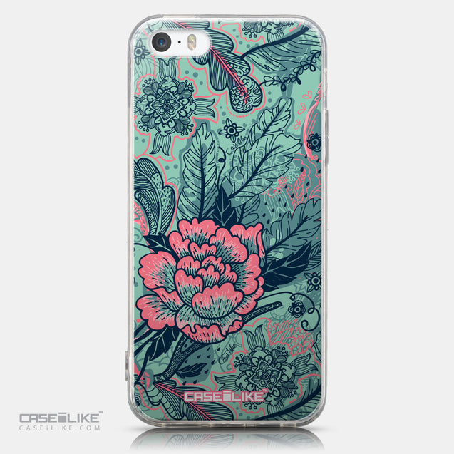 CASEiLIKE Apple iPhone 5GS back cover Vintage Roses and Feathers Turquoise 2253