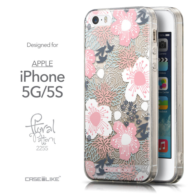 Front & Side View - CASEiLIKE Apple iPhone 5GS back cover Japanese Floral 2255