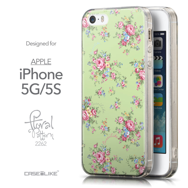 Front & Side View - CASEiLIKE Apple iPhone 5GS back cover Floral Rose Classic 2262
