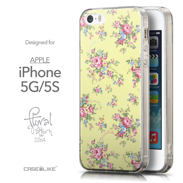 Front & Side View - CASEiLIKE Apple iPhone 5GS back cover Floral Rose Classic 2264