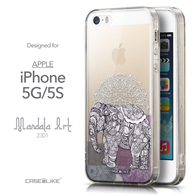 Front & Side View - CASEiLIKE Apple iPhone 5GS back cover Mandala Art 2301