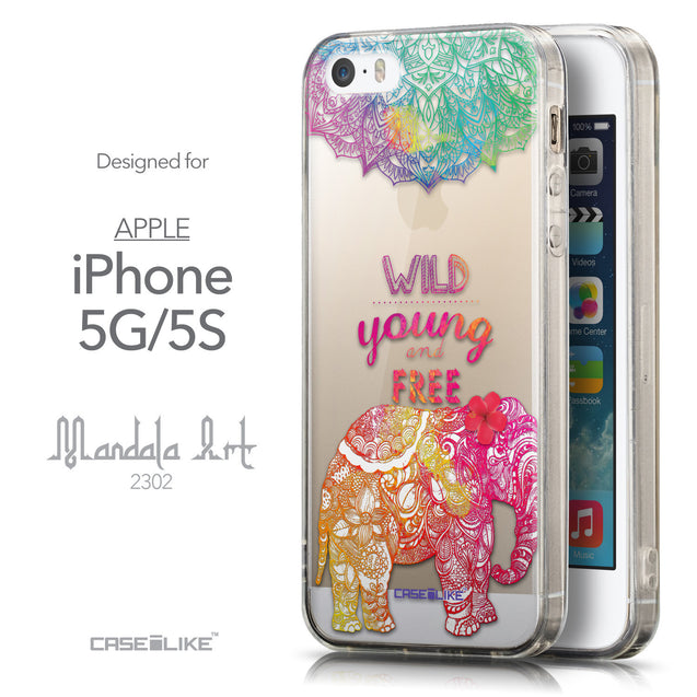 Front & Side View - CASEiLIKE Apple iPhone 5GS back cover Mandala Art 2302