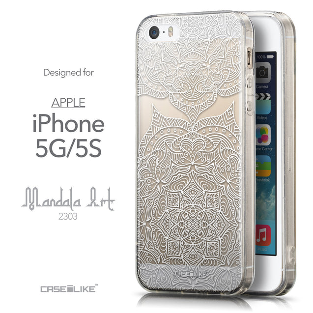 Front & Side View - CASEiLIKE Apple iPhone 5GS back cover Mandala Art 2303