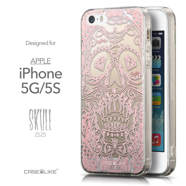 Front & Side View - CASEiLIKE Apple iPhone 5GS back cover Art of Skull 2525