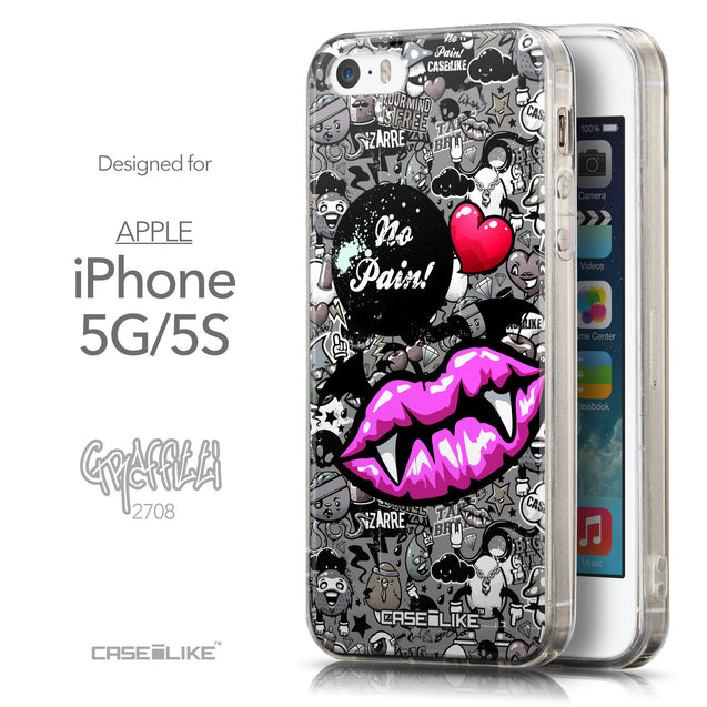 Front & Side View - CASEiLIKE Apple iPhone 5GS back cover Graffiti 2708