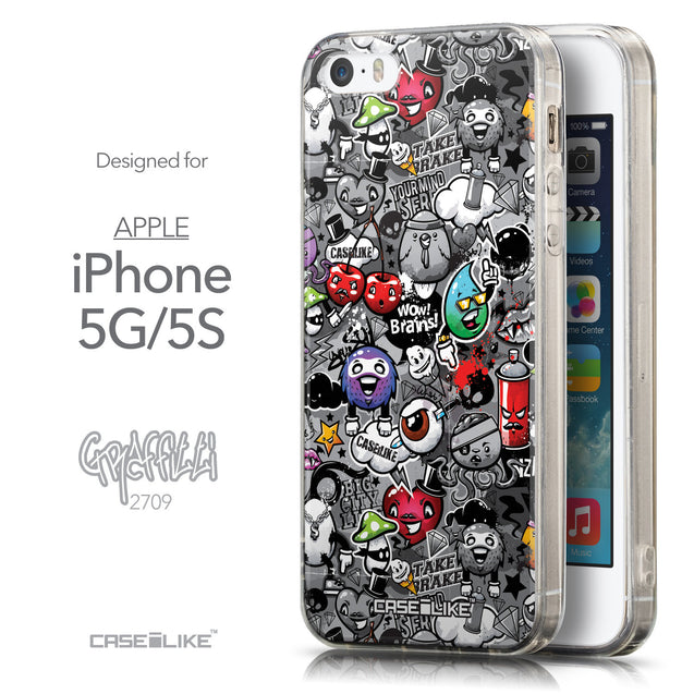 Front & Side View - CASEiLIKE Apple iPhone 5GS back cover Graffiti 2709