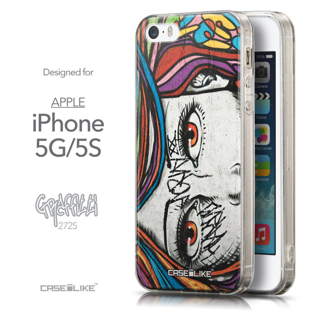 Front & Side View - CASEiLIKE Apple iPhone 5GS back cover Graffiti Girl 2725