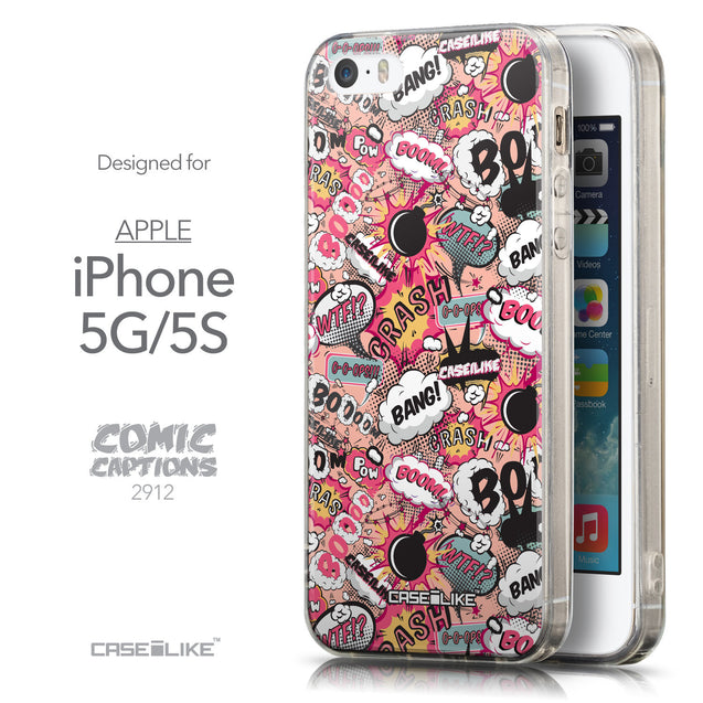 Front & Side View - CASEiLIKE Apple iPhone 5GS back cover Comic Captions Pink 2912