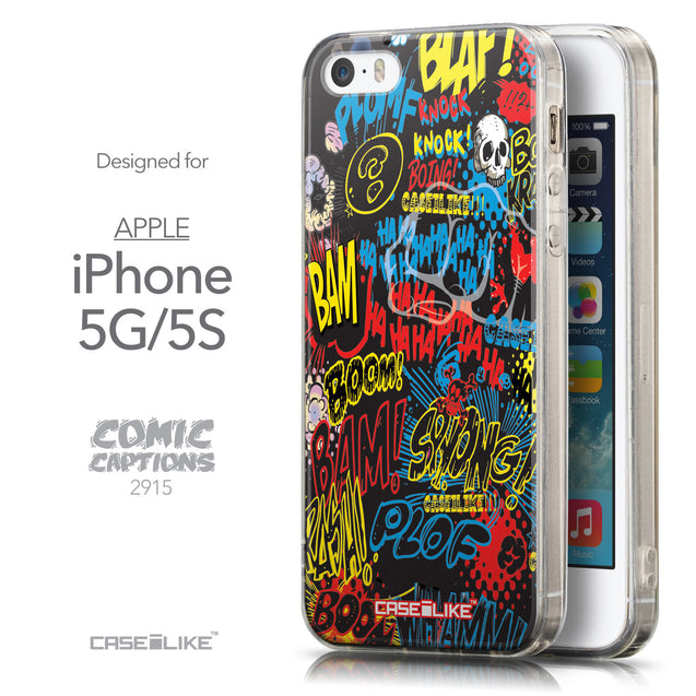 Front & Side View - CASEiLIKE Apple iPhone 5GS back cover Comic Captions Black 2915