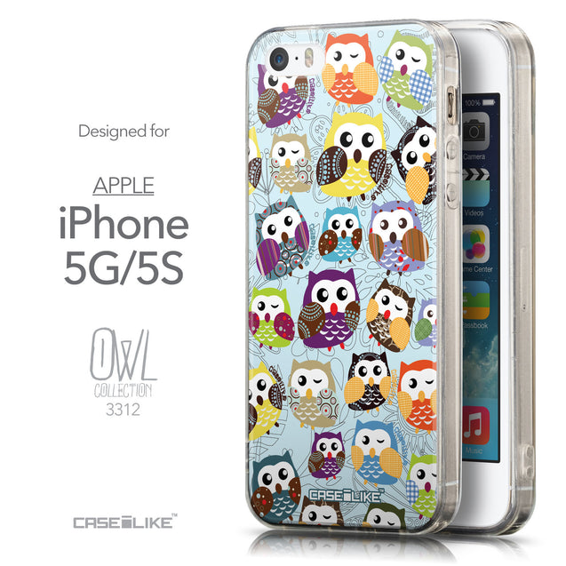 Front & Side View - CASEiLIKE Apple iPhone 5GS back cover Owl Graphic Design 3312