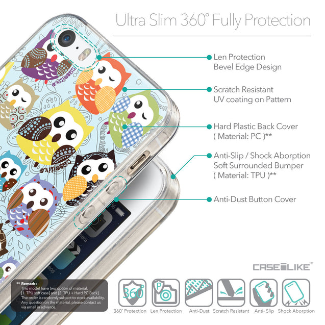 Details in English - CASEiLIKE Apple iPhone 5GS back cover Owl Graphic Design 3312