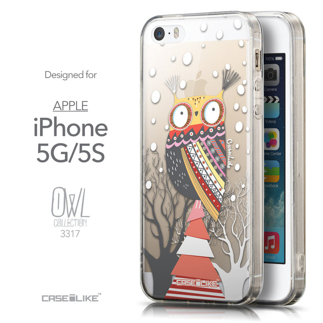 Front & Side View - CASEiLIKE Apple iPhone 5GS back cover Owl Graphic Design 3317
