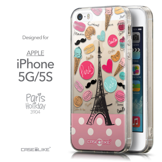 Front & Side View - CASEiLIKE Apple iPhone 5GS back cover Paris Holiday 3904