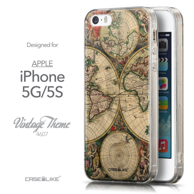 Front & Side View - CASEiLIKE Apple iPhone 5GS back cover World Map Vintage 4607