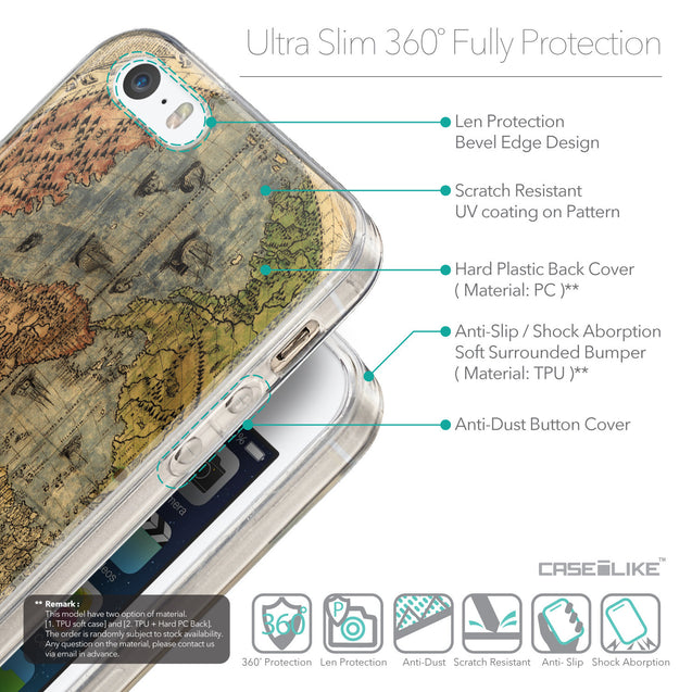 Details in English - CASEiLIKE Apple iPhone 5GS back cover World Map Vintage 4608