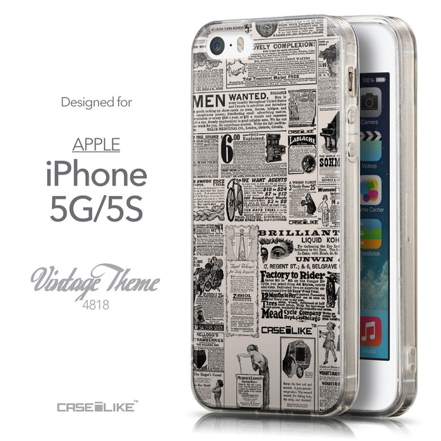 Front & Side View - CASEiLIKE Apple iPhone 5GS back cover Vintage Newspaper Advertising 4818