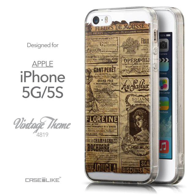 Front & Side View - CASEiLIKE Apple iPhone 5GS back cover Vintage Newspaper Advertising 4819