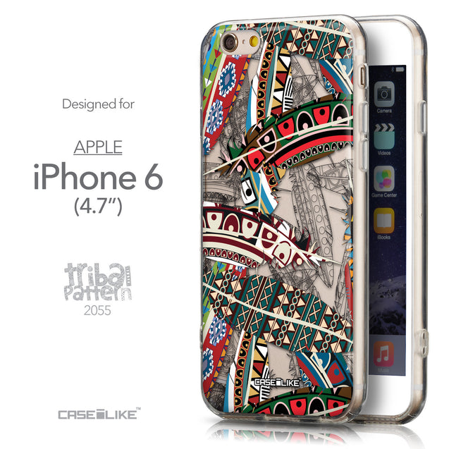 Front & Side View - CASEiLIKE Apple iPhone 6 back cover Indian 2055 Tribal Theme Pattern