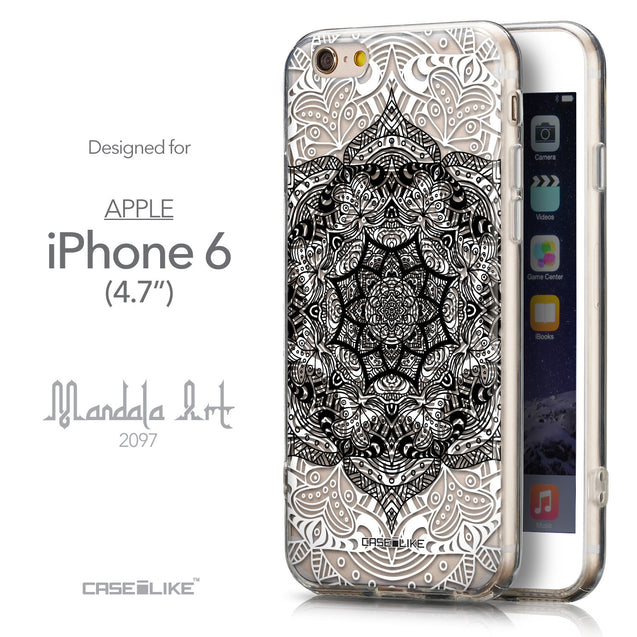 Front & Side View - CASEiLIKE Apple iPhone 6 back cover Mandala Art 2097