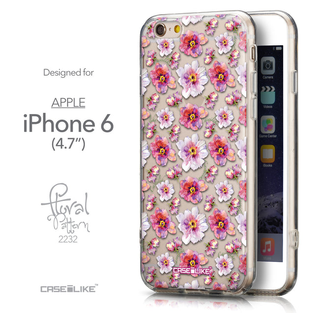 Front & Side View - CASEiLIKE Apple iPhone 6 back cover Watercolor Floral 2232