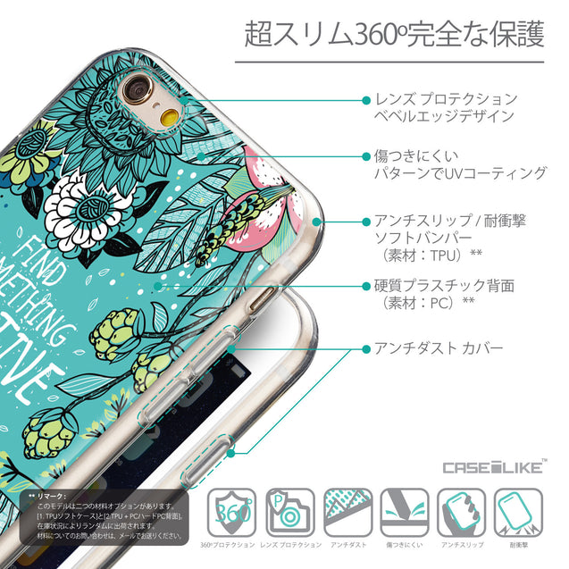 Details in Japanese - CASEiLIKE Apple iPhone 6 back cover Blooming Flowers Turquoise 2249