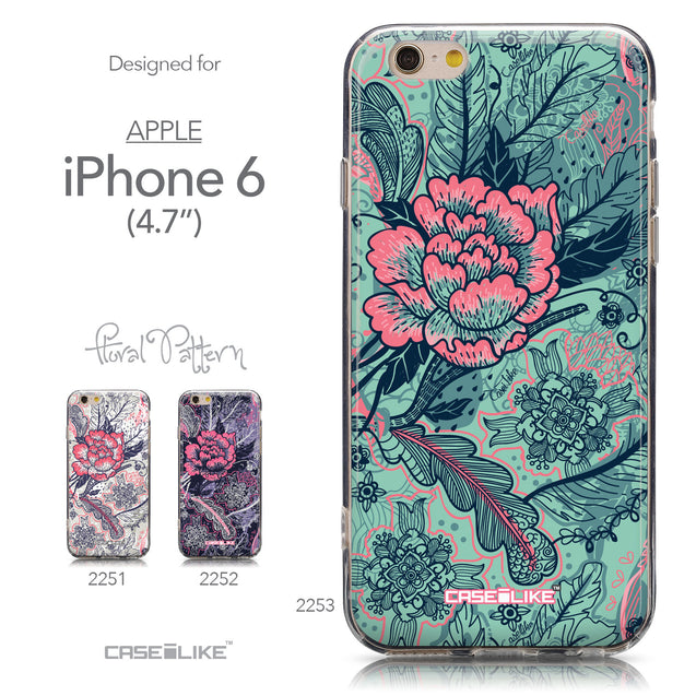 Collection - CASEiLIKE Apple iPhone 6 back cover Vintage Roses and Feathers Turquoise 2253