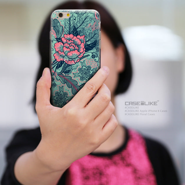 Share - CASEiLIKE Apple iPhone 6 back cover Vintage Roses and Feathers Turquoise 2253