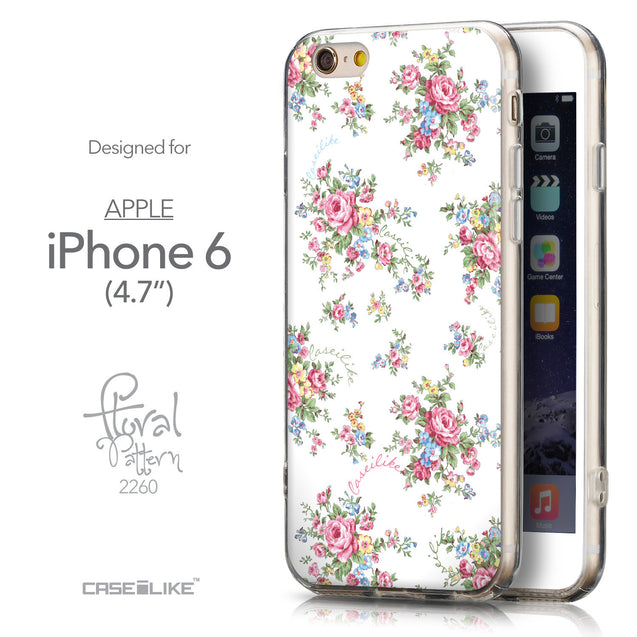 Front & Side View - CASEiLIKE Apple iPhone 6 back cover Floral Rose Classic 2260