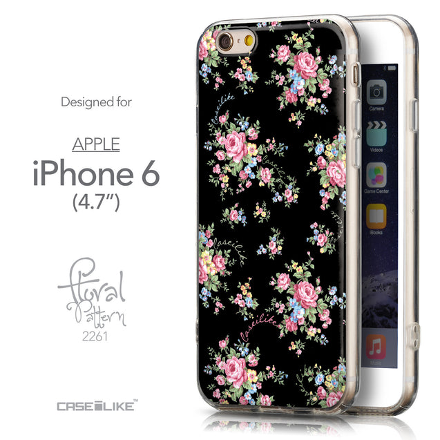 Front & Side View - CASEiLIKE Apple iPhone 6 back cover Floral Rose Classic 2261