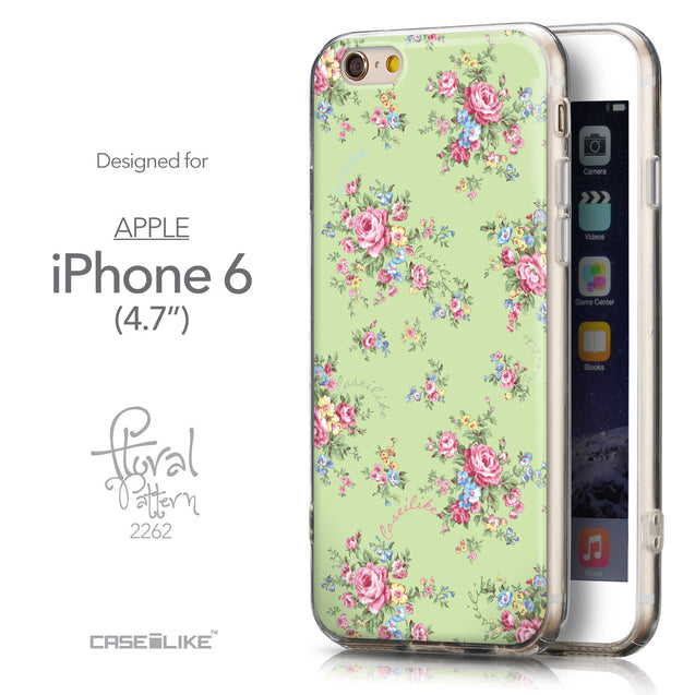 Front & Side View - CASEiLIKE Apple iPhone 6 back cover Floral Rose Classic 2262