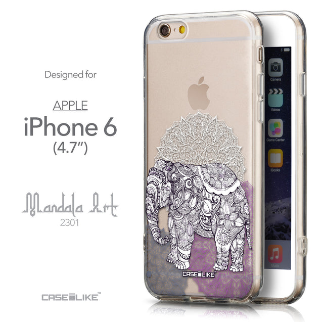 Front & Side View - CASEiLIKE Apple iPhone 6 back cover Mandala Art 2301