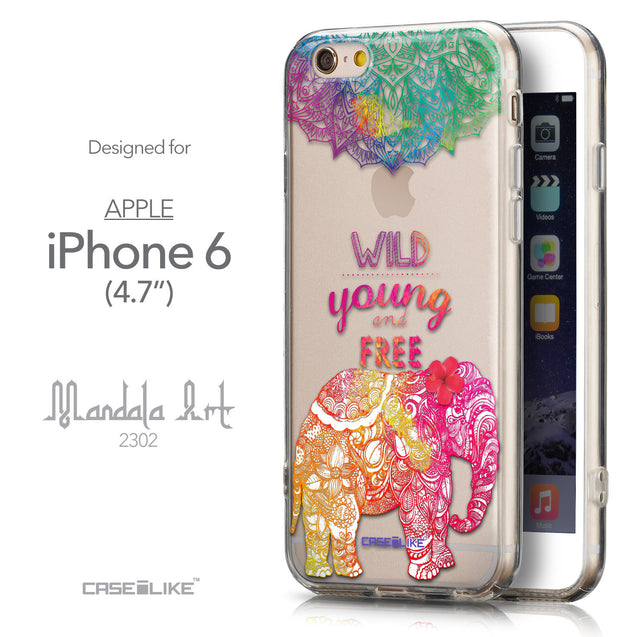 Front & Side View - CASEiLIKE Apple iPhone 6 back cover Mandala Art 2302