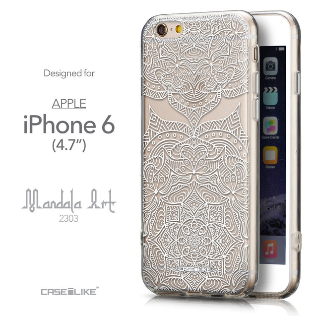 Front & Side View - CASEiLIKE Apple iPhone 6 back cover Mandala Art 2303